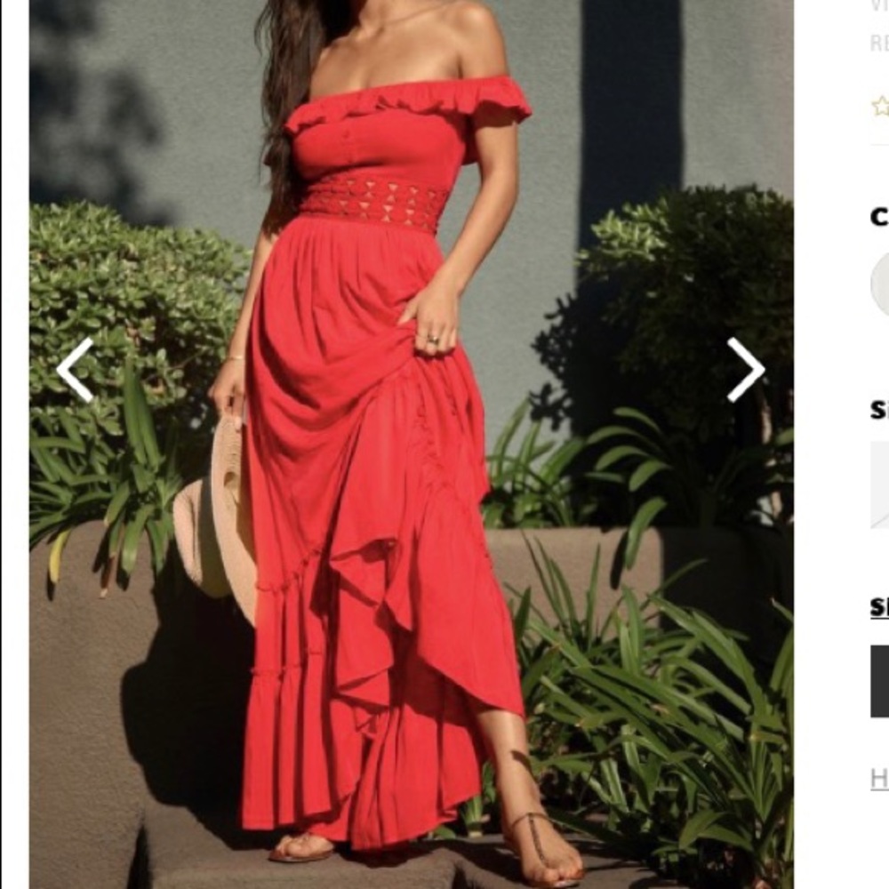Miss Avenue Off Shoulder Crochet Maxi Dress